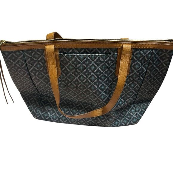 Fossil Navy and Tan Tote Bag - Picture 5 of 16